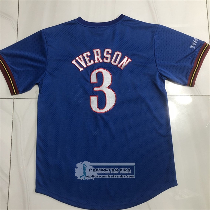 Camiseta Manga Corta Philadelphia 76ers Allen Iverson NO 3 Azul